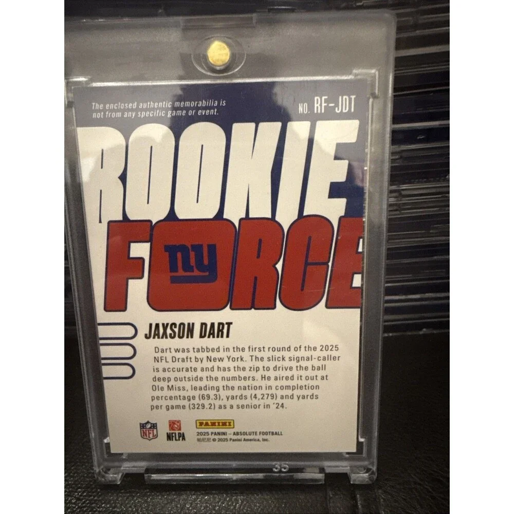 2025  Panini Absolute Rookie Force Jaxson Dart #RF-JDT Memorabilia Giants 🔥🔥